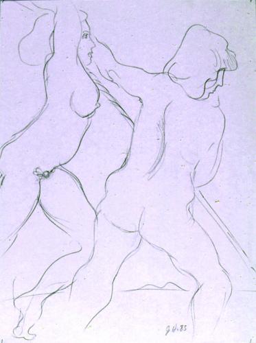 Raising the flag,1983, Life drawing, pencil